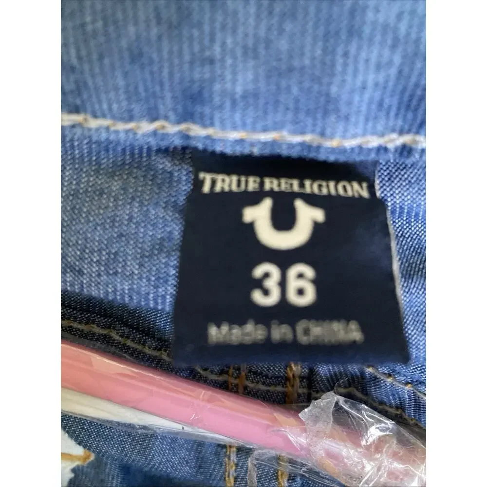 True Religion Geno Relaxed Slim Jeans Mens Size 36 Blue Denim